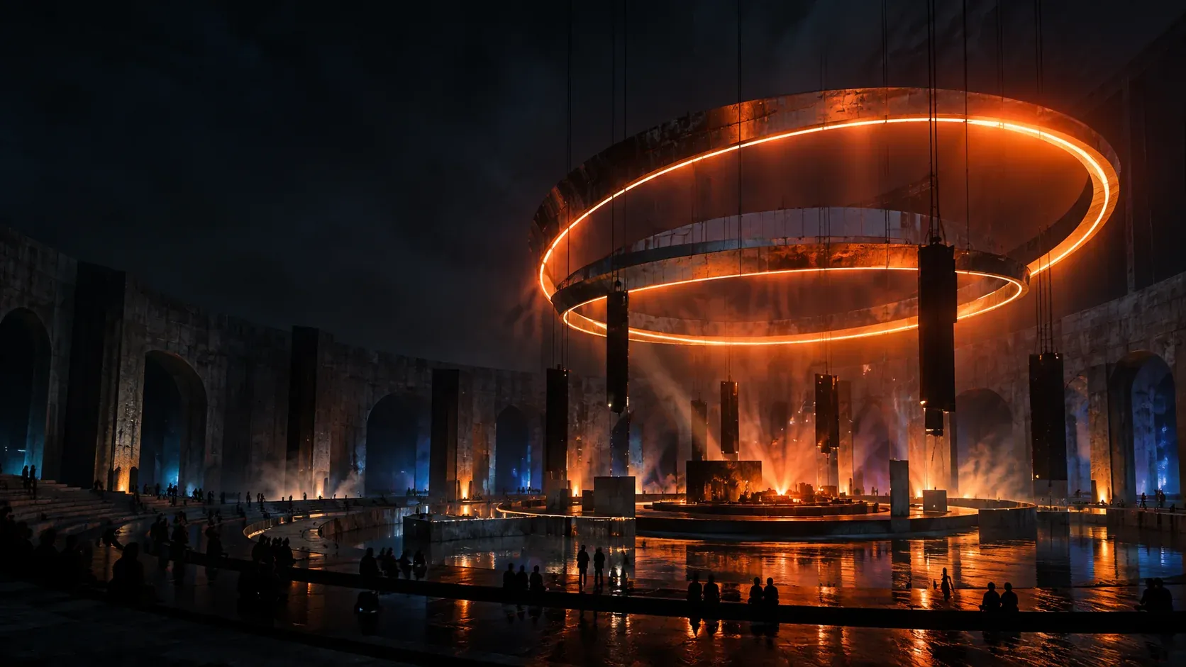 The large orange ring above the amphitheater dance floor.